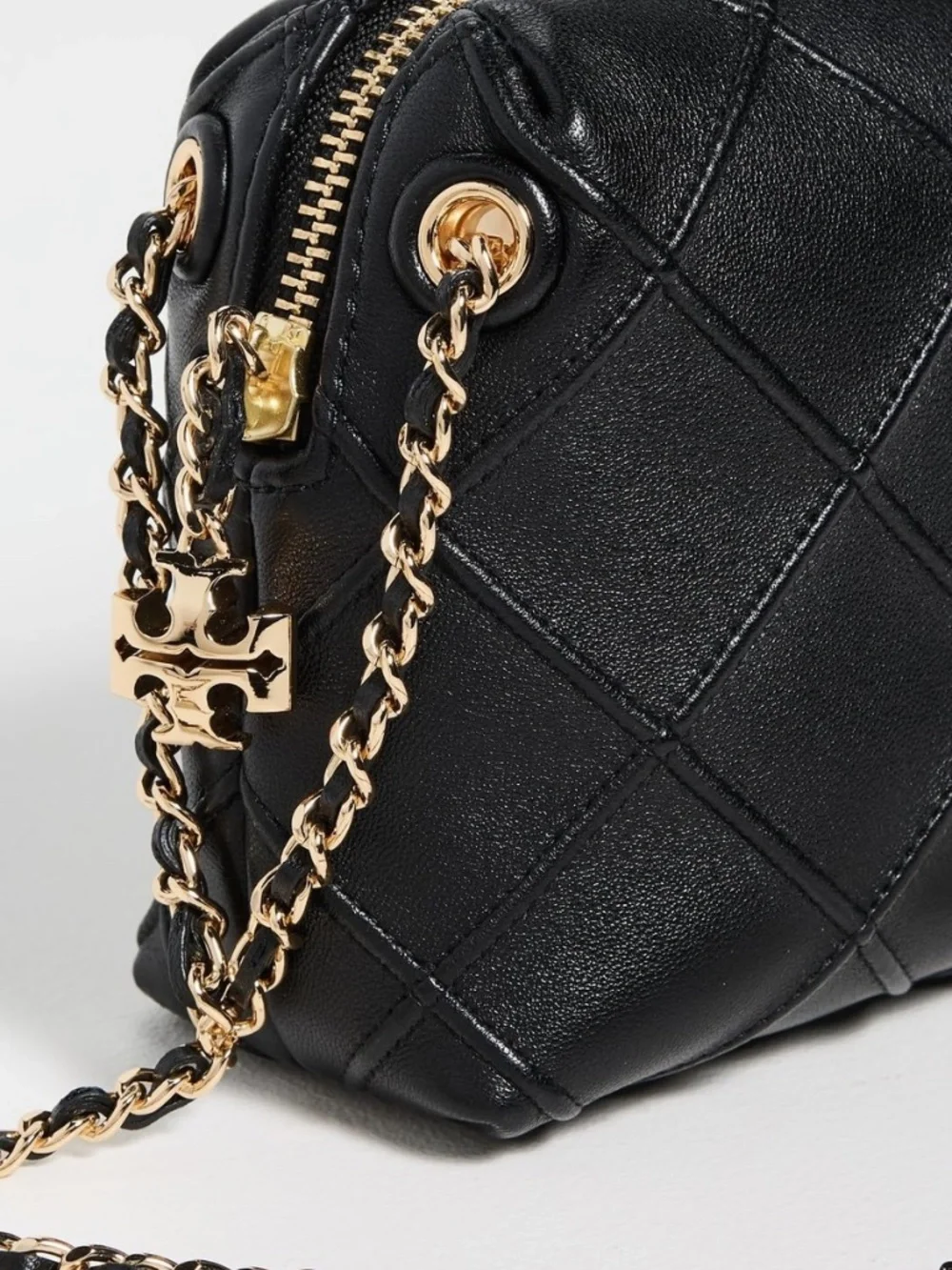 NEW Tory Burch Fleming Soft Black Quilted Leather Crossbody Bag